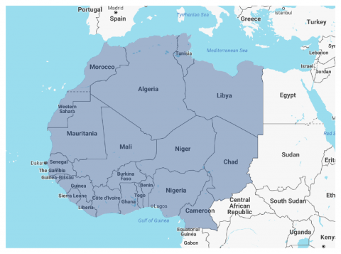 Map of North Africa Sahel