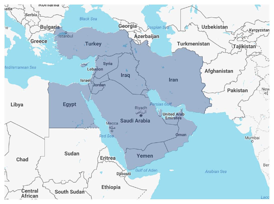 Greater Middle East & Levant map picture