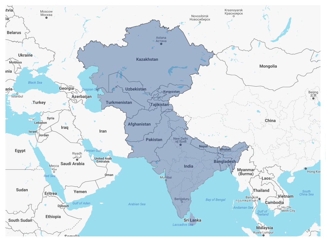 South and Central Asia map picture